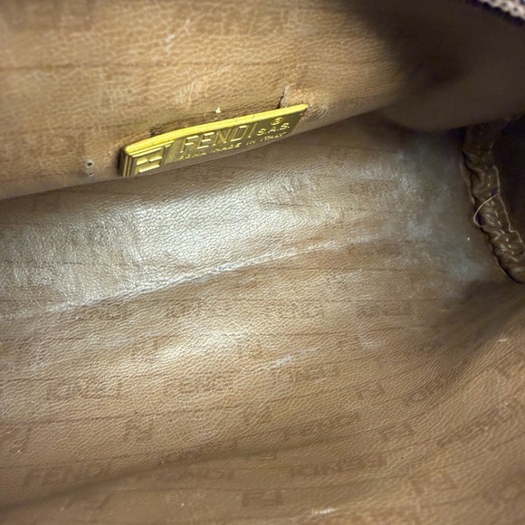 Fendi FF Logo Cosmetic Pouch in Brown and Tan - Picture 11 of 11